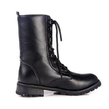 New Winter Women Buckle Motorcycle Boots British Style Gothic Punk Low Heel Black Botas Mujer Shoe Plus