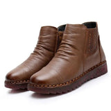 2020Fashion Winter Women Shoes Woman Genuine Leather Flat Ankle Boots Women Waterproof Wedge Warm