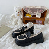 2022 Lolita shoes NEW chain heart loafers women platform shoes cute Japanese JK uniform leather shoes students mary janes
