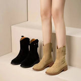 Boots Women 2022 Autumn New Rear Zip Ankle Booties Woman Leisure Round Toe Short Tube Boot Women's Winter Mid