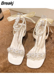 High Quality Women's Shoes Ankle Strap Women's Sandals Summer Party Sandals Women Comfortable Square Heel Women Shoes