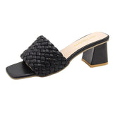 Luxury Slides Women Mules Fetish Pumps Individual Weave Leisure New Thick Heel Office Ladies Prom Slippers Women's