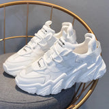 White Women Shoes New Chunky Sneakers for Women Lace-Up White Vulcanize Shoes Casual Fashion Dad Shoes Platform