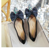 women pointed toe colorful glitter ballet flats pearl beading bowknot moccasins ladies designer crystal flat shoes comfy