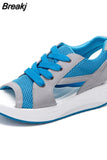 Women Sandals Platform Mesh Sandals Comfortable Sandals for Women Open Toe Casual Lace-up Sneakers Summer Female Sports
