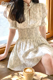 Y2k Mini Dress Woman Party 2023 Summer Short Sleeve Vintage Flroal Dress Beach Style One Piece Dress Korean Fashion