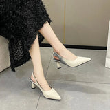 Breakj Version Of The Tendered Tie With High-Heeled Sandals Women 2025 Summer New Large-Size Small Pointed Fine Heel Single Shoes Fashion