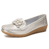 Breakj Flat Bottom Soft Bean Shoes Cowhers Comfortable Mother Shoes In The Elderly Beef Soles Low-Heeled Large Women's