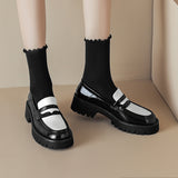 Size 34-40 Women Loafers Real Leather Fashion Platform High Heels Shoes For Woman Spring Casual Office Lady