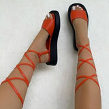 New Summer Woman Sandals Casual Women's Open Toe Beach Shoes Platform Ankle Straps Female Casual Bandage