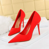 Breakj Korean Edition Spring And Autumn Fashion Simple Thin Heel High Heel Shallow Pointed Silk High Shoes Single