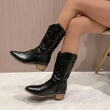 Breakj Size Autumn 2023 New Women's Middle Tube Pure Color Pointed Adult Martin Boots Thick Heel