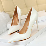 Breakj Fashion Simple Fine Heel High Heel Bright Face Patent Leather Shallow Mouth Pointed Women's Shoes High Heels Single