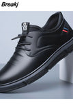 Business Men's Casual Leather Shoes Breathable Platform Shoes for Men Summer Lace-up Loafers Male Sneakers Tenis