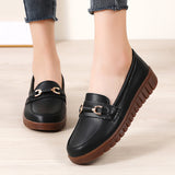 Breakj New Women's Shoes Leather Flat Sole Women's Bean Shoes One Foot Pedal Casual Women's Comfortable Mother