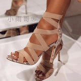 Breakj Fashion Sandals Women Feel Fine Heel Pointed Fish Mouth Cool Slippers Foot Ring Strap Roman
