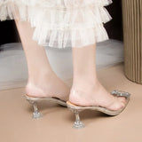 / Summer 2023 New Pvc Head, Pointed Cover, Feet, Sunflower High Heels, Transparent Crystal Shoes, Wine Glass And