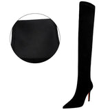 Shoes Suede Sexy Over-the-Knee Boots Black Plush Warm Women Winter Boots Thin High Heel Boots Long Boots Plus Size 42