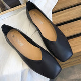 Women Flat Shoe Elegant Shallow Low-heeled Sandals 2022 Beige Korean Slippers Square Toe Slip-on Simple Woman