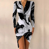 Vintage Leopard Printed Women Slim Party Dress Spring Autumn Ladies Elegant Irregular Dresses Sexy Deep V Neck Draped Slit