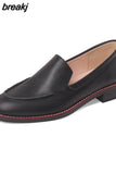 Size 34-39 Women Flats Shoes Real Leather 2023 Spring Thick Heels Shoes Woman Casual Loafers Office Lady Daily