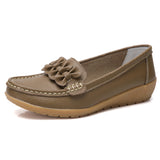Breakj Flat Bottom Soft Bean Shoes Cowhers Comfortable Mother Shoes In The Elderly Beef Soles Low-Heeled Large Women's