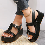 Summer New Thick Bottom Sandals Women Large size 36-43 Flat Platform Height Increasing Sandalias Woman Roman Sandals