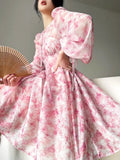 Lady Elegant Floral Y2k Mini Dress Boho Beach Fashion Short Party Sundress Women Casual One Piece Dress Korea Summer