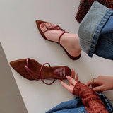 Breakj Holiday Roman Wind Two Wearing Sandals Word With Pointed Gold Fine Heel Shoes Outside Wearing Cool Slippers
