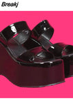 2023 Summer Woman Sandals Plus Size 43 High Platform Gothic Cosplay Wedges Comfy Woman Mules Shoes Outstoor