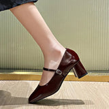 Breakj Elegant Mary Treasure Shoes 2025 Winter New Patent Leather Coarse Shoes Square Light Mouth High Heel Single