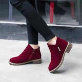 Women Boots Martens Autumn Winter Boots Classic Zipper Snow Ankle Boots Winter Suede Warm Fur Plush Women Shoes