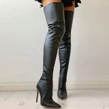 Women Over The Knee Boots Female Zip Sexy Black Long Boots Woman Thin Heel Ladies Pointed Toe Party Boots Women's Autumn