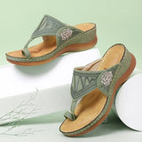 Women Wedge Shoes Soft Sole Vintage Ladies Sandals Embroidery Flower Casual Shoes For Women Comfy Mom Footwear Flip Flops