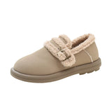 Cotton Shoes Women 2023 Winter New Casual Round Head Warm Flat Shoes One Foot Pedal Plus Velvet