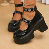 White Y2K High Heels Pumps Women 2024 Spring Chunky Platform Mary Jane Shoes Woman Plus Size Thick Heel Gothic Shoes