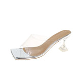 Clear High Heels New Summer Women Sandals Black PVC Jelly Crystal Heel Transparent Women Sandals Pumps Shoes Slippers