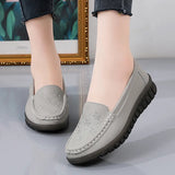 Breakj Autumn Leather Soft Soles Casual Women's Singles Comfortable Anti-Slip Wear-Resistant Mother Shoes Bean Shoes