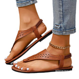 Breakj Hollowed-In-To-Sleeve Flat-Soled Sandals Women's Summer Loose-Cfolded Sand Sand Slippers With Carved