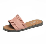 Breakj Spring And Summer New Korean Version Of Lace Slippers Flat With Leisure Women Cool Drag Students Flat Beach