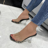 Crystal Clear Transparent Slippers Female Shoes Middle Heels Comfortable New Summer Women Shoes Woman Fashion Cool Mules