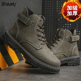Winter Shoes Plush Snow Boots Men Super Warm Outdoor Black Ankle Boots Round Toe Comfortable Chunky Boot Casual