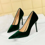Breakj Fashion Simple Add Thick Suede Banquet High Heels Women Shoes Thin Heel High Heel Shallow Pointed Single