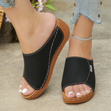 Breakj Thick-Bottomed Casual Slippers Women 2025 New Summer Word Solid Color Simple Fashion Fish Mouth