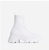 Autumn Winter New Couple Socks Shoes Women Thick-soled Casual Large Size Net Red Knitted Short Boots Women botas de