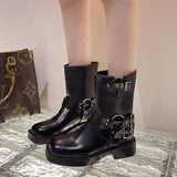 Ankle Boots Soft Leather Women Boots Thick Highs Ladies Shoes Autumn Winter Zipper Woman Boots Black