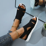 Summer Women Flats Crystal Stretch Orthopedic Sandals Open Toe Beach Shoes Footwear Casual Ladies Sandalias