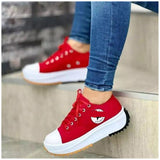 Breakj New Shoes Children's Spring And Autumn Canvas Shoes Breathable High Help Casual Women's Shoes Thick Soles Lace Height