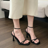 Bean Feeling! The New 2023 Summer White Square Head With One-Line High Heel