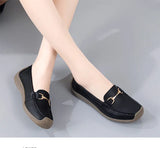 Breakj Small Gold Buckle Round Head Pedal Soft Base Shallow Mouth Fashionable Happy Lefu Shoes Female Wind Flat Shoes Soft Sole Single